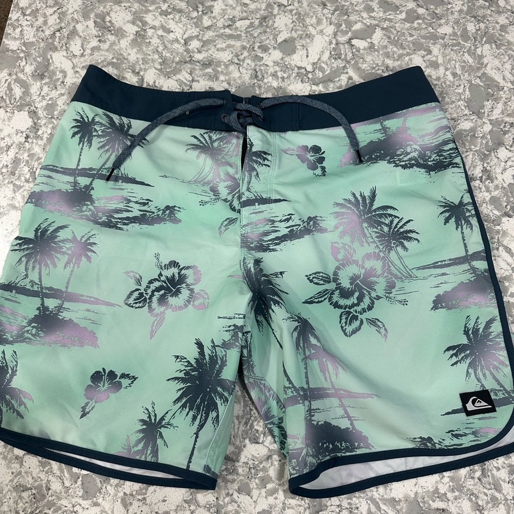 Quiksilver Blue and Gray Swim Shorts